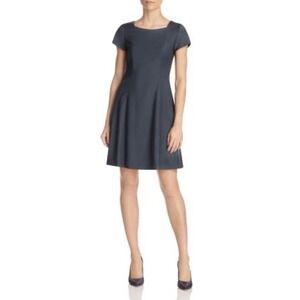 Theory Elex Fit & Flare Wool Dress Charcoal Gray 00 Mini Feminine Silhouette